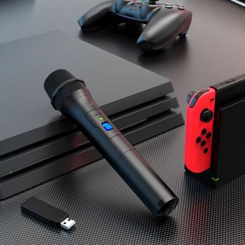 Wireless Gaming Microphone Karaoke Mic K Song Computer Game Voice Chat Microphone with Switch for PS4/PS3/Xboxone/Wii U/NS