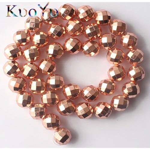 AAA Natural Faceted Rose Gold Hematite Beads Round Stone Loose Bead For Jewelry Making 15inch 4/6/8/10mm DIY Bracelet Necklace