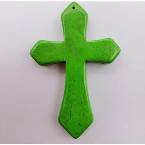 84x55MM Green Howlite Cross GEM Loose Beads Pendant Jewelry For Woman Gift S262
