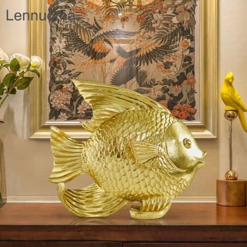 Lennuoma Home Decoration Fish Figurines Resin Handicrafts Miniature Model Living Room Decoration Crafts Cabinet Lucky Display