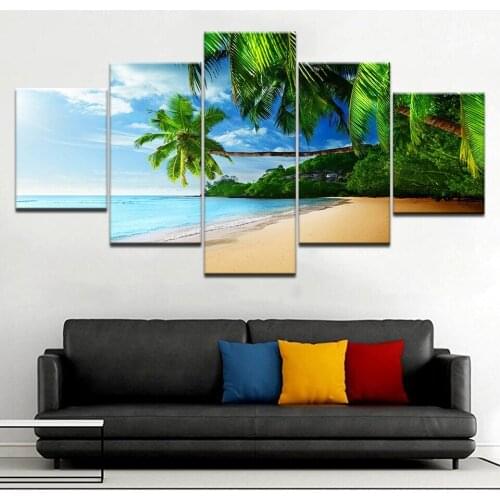The scenery on the beach 5 Panel/piece HD Print modern wall posters Canvas Art Painting For home living room decoration