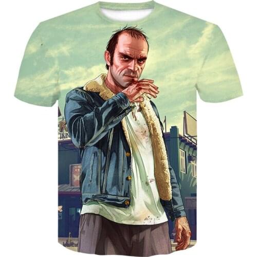 Game t-shirts GTA5 Cartoon Costumes Movie T shirt Harajuku style Grand Theft Auto 5 T-shirt Fashion 3D Printed t-shirts Clothing