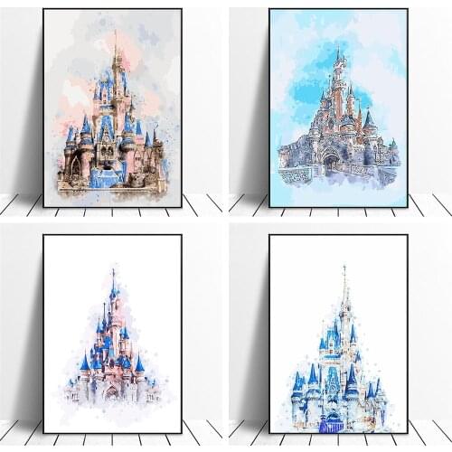 Disney Castle Poster Painting By Numbers Adult Zero Based Hand Painted Oil Painting Kindergarten Children Crafts Decoration