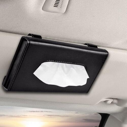 Sun Visor Tissue Box Lightweight Hanging Auto Lnterior Tissues Cover Comfortable Leather Tissue Storage Boxes Holder