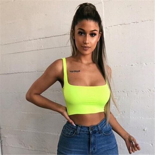 Women Solid Color Casual Tank Tops Summer Bustier Vest Sleeveless Sport Crop Tops Black/Blue/Brown/Green/Orange/White/Red