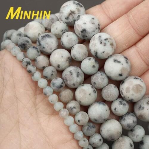 MINHIN Light Blue Spot Jaspers Matte Stone Beads For Jewelry Making 4 6 8 10 12mm Round Loose Beads DIY Bracelet Accessories