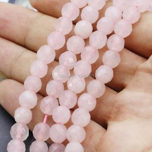 8mm Hot Sale Pink Crystal Round Beads Accessories Crafts Loose DIY Beads Stone For Necklace Bracelet Girls Jewelry Making 15inch