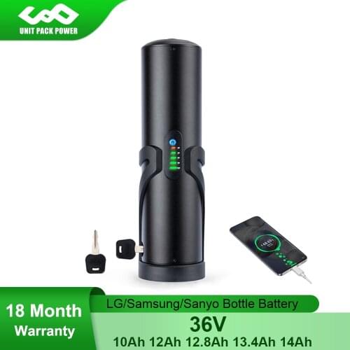 UPP 36V 10Ah 12Ah 14Ah Water Bottle Electric eBike Battery With Panasonic/Samsung/Sanyo Cell for Bafang 500W 350W 250W Motor