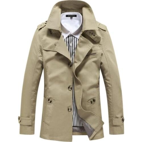 Mens trench coats Middle-aged long coat men clothes spring autumn casual lapel slim fit overcoat long sleeve 2020 new designer