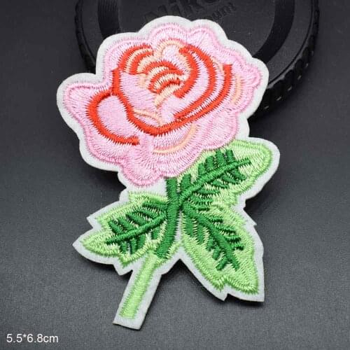 Pink Flower Iron on Embroidered Cloth Patch For Girl Woman Clothes Dress Hat