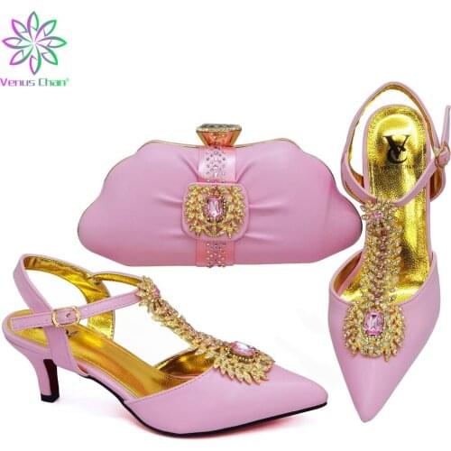 New Arrival Italian Shoes with Matching Bags Pumps Women Shoes Nigerian Women Wedding Shoe and Bag Set Decorated with Appliques