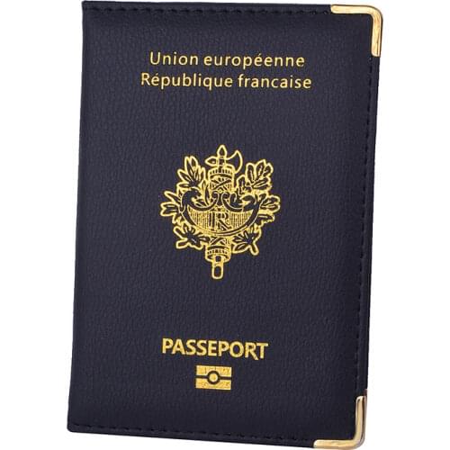 France Passport Holder PU Leather Covers Men Women French Passports ID Credit Card Organizer for Travelling