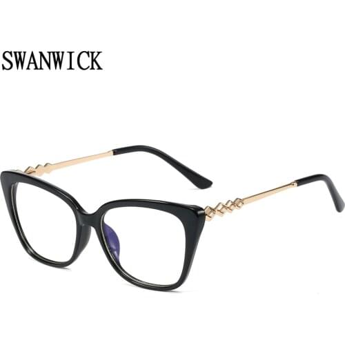 Swanwick blue light blocking glasses TR90 half metal square frame woman glasses optical frames cat eye pink red clear lens retro