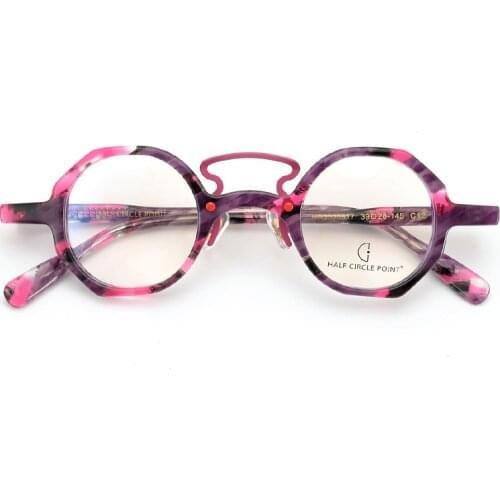 Belight Optical Fancy Vintage Retro Acetate Irregular Round Shape Design Spectacle Frame Precription Lens With Case 2020517