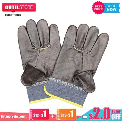 Welding gloves First layer cowhide leather dark denim short leather garden carpenter blacksmith labor protection