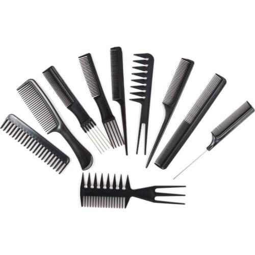 10pcs/Set Professional Hair Brush Comb Salon Barber Anti-static Hair Combs Hairbrush Hairdressing Combs Styling Tools Hair Care