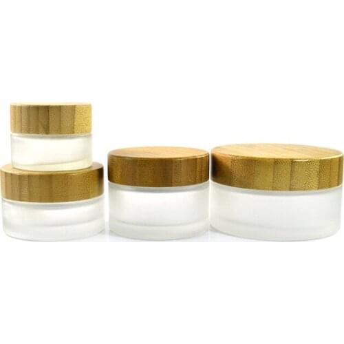 100G Frosted Glass Bottles with bamboo Cap for Eye Cream/Essence Cosmetic jar 100g Empty Skin Care Case bamboo lid Glass Jars