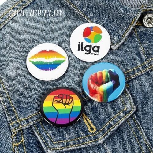 Rainbow Enamel Lapel Pins Everyone is equal Brooches Round Badges Fashion Pins Gifts for Friends Love Jewelry Wholesale