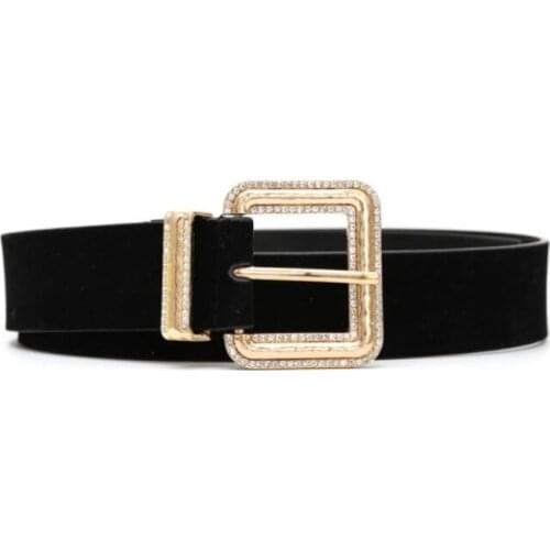 New Womens Belt Vintage Velvet Belt Dress Waist Seal with Square Alloy Diamond Belt Belts for Women Luxury Designer Box