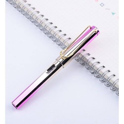 Metal Color Ink Sac Pen 0.5mm Stainless Steel Tip Fountain Pen Home Office School Supply Stationery Gift Student Writing Tool