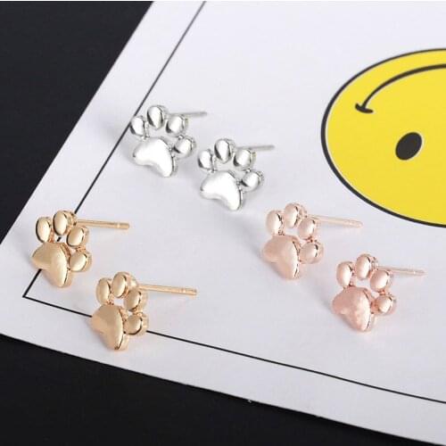 Double Claws Earrings Gold Silver Rose Gold Color Satement Stud Earring Hollow Paw Print Pendiente Fashion Ear Jewelry Accessory