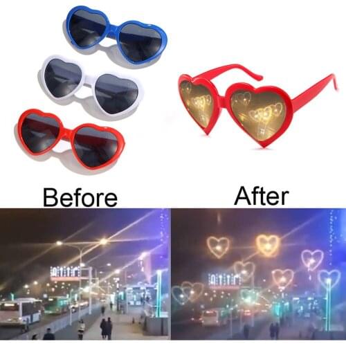 Fashion Love Heart Diffraction Glasses Love Heart Shaped Special Effects Sunglasses The Light Change to Heart Shape At Night