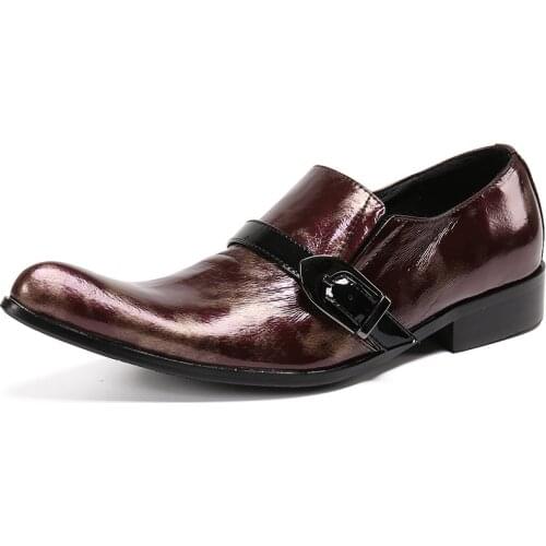 Summer Casual New Mens Classic Fashion Shoes Pointed Toe Personality Cowhide Leather Bright Leather Retro Mens Shoes