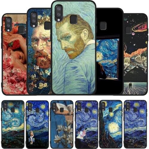 Van Gogh Starry sky art Black Phone Case For Samsung Galaxy A71 A51 A41 A31 A20E A10 A20 A40 A50 A70 M30S M20 A7 A8 A9 2018