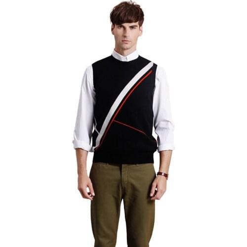 ZHILI Spring and Autumn Mens O-Neck Cashmere Vest