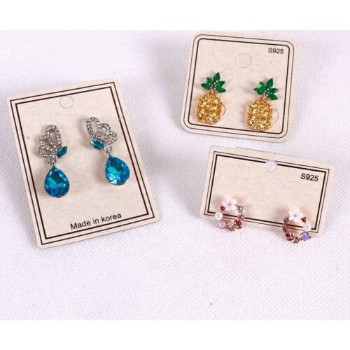 200pcs/lot 3size Beige Plastic DIY Jewelry Display Accessories Earring Hanging Card Earring Stud Showing Holder Card Showcase