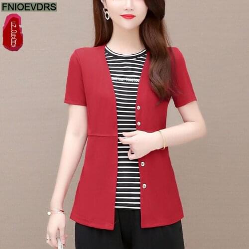 Womens Autumn Spring Long Sleeve Elegant Office Lady Faux Two Piece Design Striped Shirts Peplum Tunic Tops T Shirt Plus Size