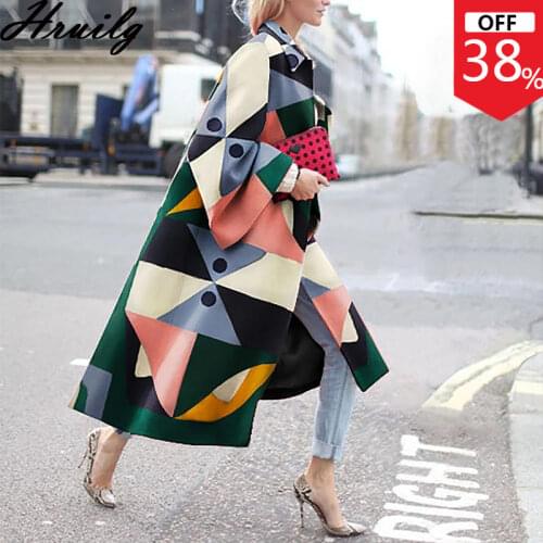 Jacket Women Long Sleeve Turn-down Collar Digital Printing Winter Clothes Women Streetwear Casual Long Coat Fashion Abrigo Mujer