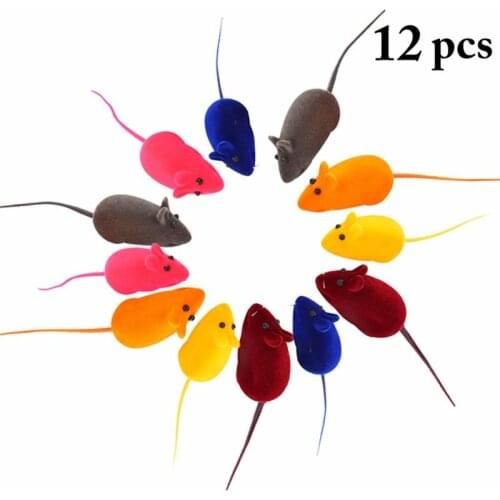 12PCS Squeaky Rat Cat Toys Interactive Mice Cat Chew Toys Kitten Chase Toys False Mouse Cat Toy Pet Supplies Random Color