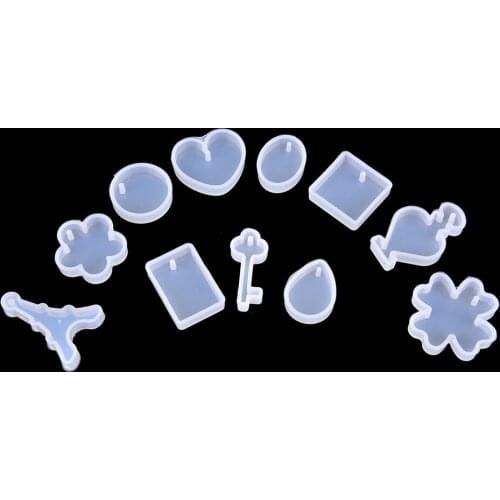 12pcs DIY Silicone Mould Craft Molds For Resin Necklace Pendant Jewelry Making Tool