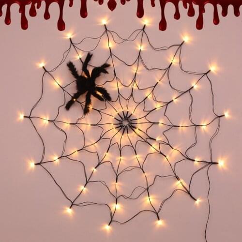Thrisdar 70LED Halloween Spider Fairy String Lights DIY Hanging Horror Net Mesh Light For All Saints' Day Halloween Party Decor