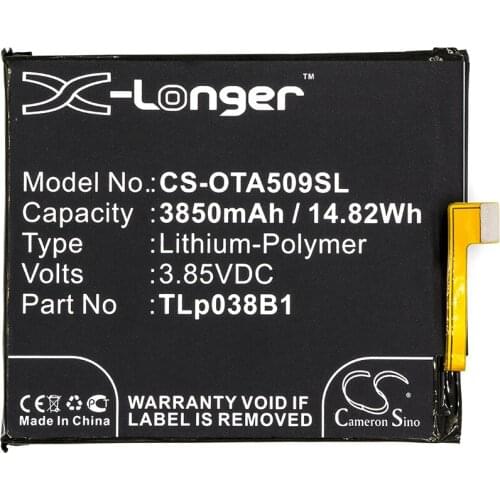 Cameron Sino 3850mAh Battery for Alcatel A7,A7 LTE,A7 LTE Dual SIM TD-LTE OT-5090Y,CAC3860004C1 TLp038B1
