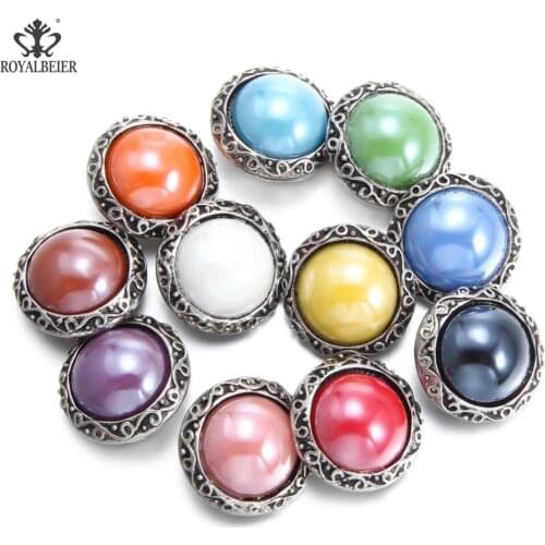 ROYALBEIER 11pcs/Lot Acrylic Ancient Alloy Button DIY Accessories Buttons for Ribbon Flower Decoration Wholesale KZ1193