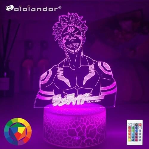 Jujutsu Kaisen Anime Figure Yuji Itadori Ryomen Sukuna 3D LED Lamp RGB Neon Night Lights Bedroom Table Decor Manga Birthday Gift