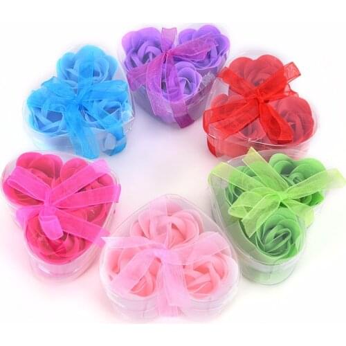 3PCS/box Scented Bath Body Flower Soap Rose Soap Birthday Valentines Day Gifts Romantic Wedding Favor Shower