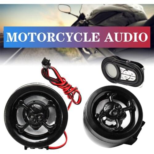 Motorcycle MP3 Audio Player Waterproof Speaker Bluetooth Anti-theft Device Sound System And 2Pcs USB Skull Head Alarm Amplifier