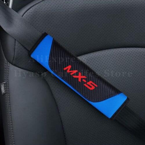 Car Safety Belt Pad For Mazda MX-5 PU Leather Seatbelt Shoulder Strap Cover Automobiles Seat Belt Cushion Accessories