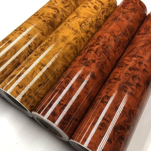 Car-Styling Gloss PVC Wood Grain Textured Car Interior Decoration Sticker Waterproof Furniture Door Automobiles Vinyl Film Decal