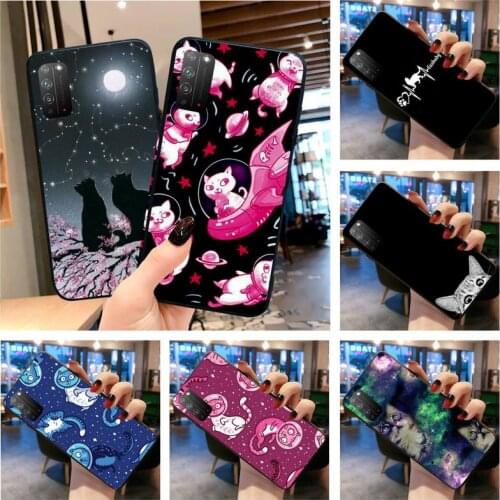 Cute Space Happy Cats Phone Case for Huawei Honor 30 20 10 9 8 8x 8c v30 Lite view 7A pro