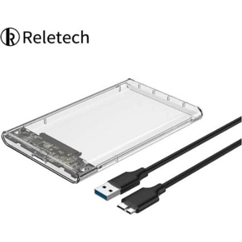 Reletech Hdd Case SATA USB 3.1 External Hard Drive Case Enclosure with Cable for 2.5 SSD SATA Interface 5Gbps hd externo