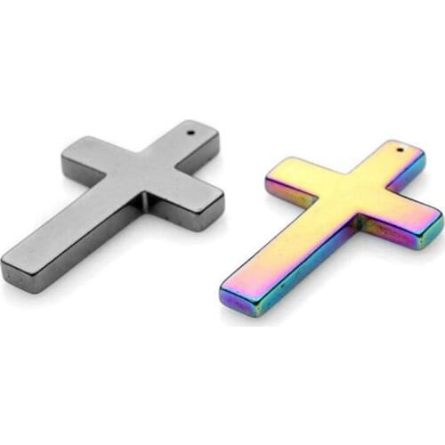 Black gallstone non-magnetic plated cross pendant Hematite cross pendant DIY handmade bracelet necklace earrings accessories