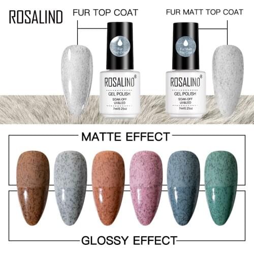 ROSALIND Fur Matt Top Coat Winter Effect For Gel Nail Polish Art Design Base Top Primer Gel Lacquer All For Manicure Nail Polish