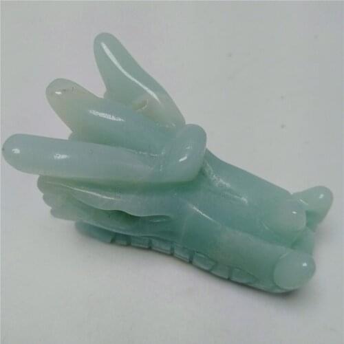 Hot sell natural aventurine stone agate stone polished gemstone animal carving dragon head skull stone for chrismas gift