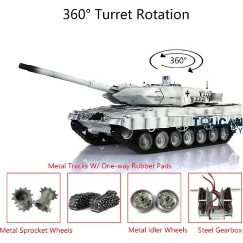 Henglong 1/16 Scale TK7.0 Leopard2A6 RTR RC Tank 3889 W/ 360° Turret Metal Tracks TH17630