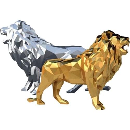 Top Quality Resin Crafts 78*30*56cm Geometric Lion Sculpture Ornaments Simulation Animal Home Decoration Garden Furnishings