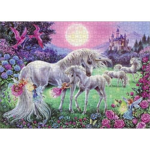 JINLETONG 1000 Pieces 3d puzzle for adults Pink Unicorn Puzzle Jigsaw Parper Puzzle Adults Children Educational Toys Gifts